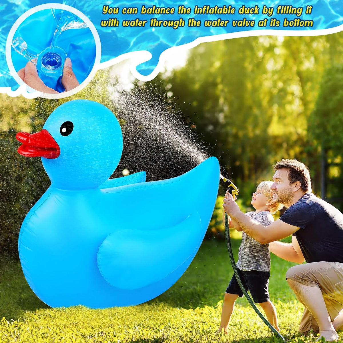 Hungdao 1 Pack 4 Feet Giant Inflatable Duck Pool Float - Blue / 2 - image 3