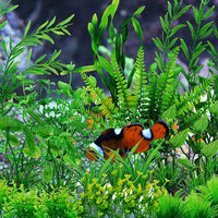 Aquarium Decorations - 25pcs Green Plants for Fish Tank, Plastic Decor Accessories