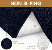 IM HOME 36" x 24" Navy Blue Dog Door Mats for Muddy Paws, Chenille Absorbent Dog Mat, Non Slip Heavy Mud Mat for Dogs, Soft Pet Bed Mat for Entryway, Mud Paws, Inside Floor