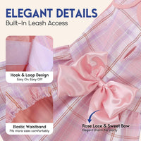 ASENKU Dog Dress Pet Wedding Dress Puppy Birthday Party Outfit - Pink Plaid / X-Small - image 2