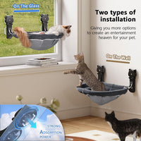 Cat Window Perch Cordless, Foldable & Stable Cat Beds - Faux Rabbit Fur / Grey - image 3