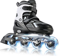2PM SPORTS Adjustable Inline Skates for Kids, Youth and Adults – Fun for Kids & Family - D Black / Medium - Big Kid (13C-4 US)