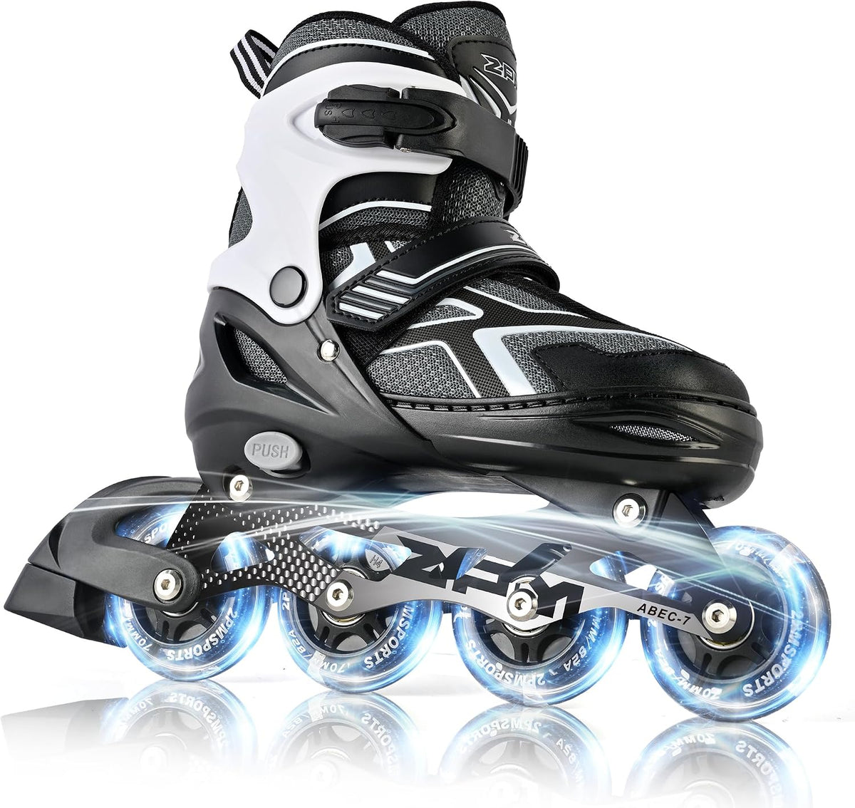 2PM SPORTS Adjustable Inline Skates for Kids, Youth and Adults – Fun for Kids & Family - D Black / Medium - Big Kid (13C-4 US)