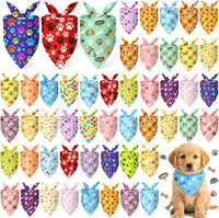 50 Pcs Halloween Dog Bandanas Bulk - 19.7 x 13.8 x 13.8 Inch / Pastel Paw Print / 50