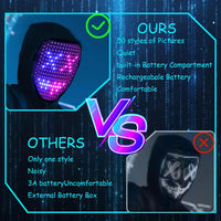 JDBMAOYE LED Light Up Mask with Gesture Sensing - 50 Patterns By Gesture Sensing - image 4