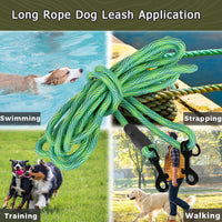 Long Dog Leash Tie-Out Check Cord - Green / 20FT - image 4