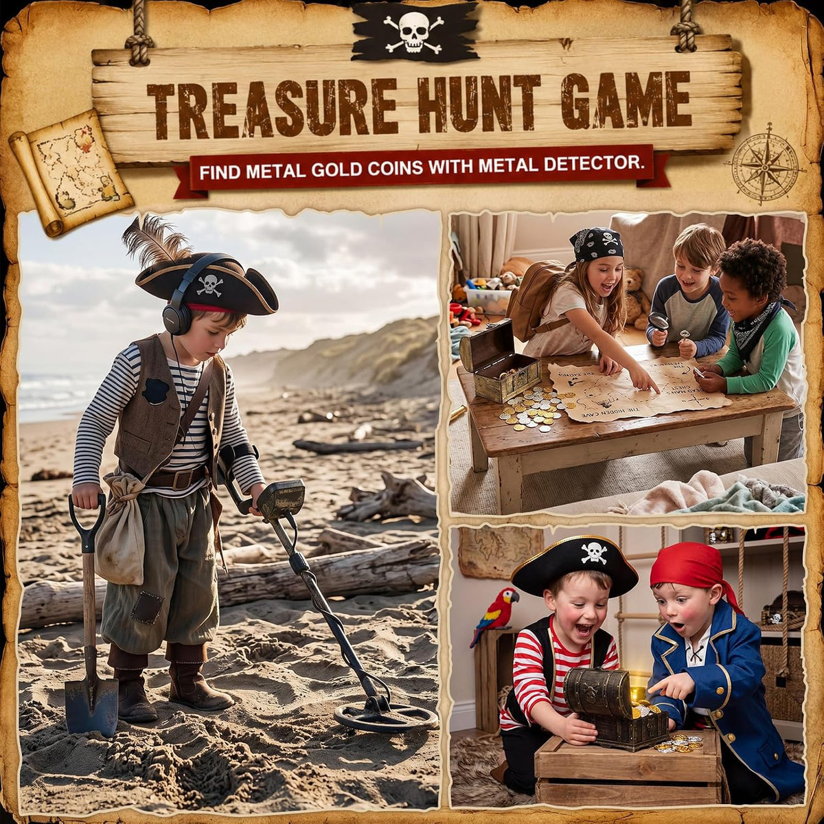 Hicarer metal pirate coins, 35 Spanish doubloon replicas in bronze, gold and silver - view 6