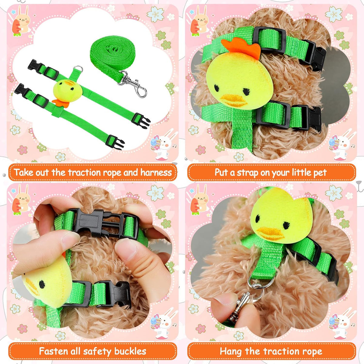 Tondiamo 4 Pcs Adjustable Bunny Harness and Leash Set for Small Pet - Animals - image 4