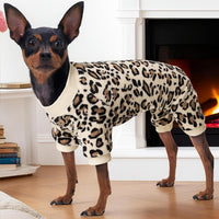 Cow Dog Sweater, Dog Winter Clothes for Small Medium Dogs Girl Boy Fleece Pet Pajamas for Winter - Yellow Leopard / XX-Large(Chest:21.7-23.6") - image 3