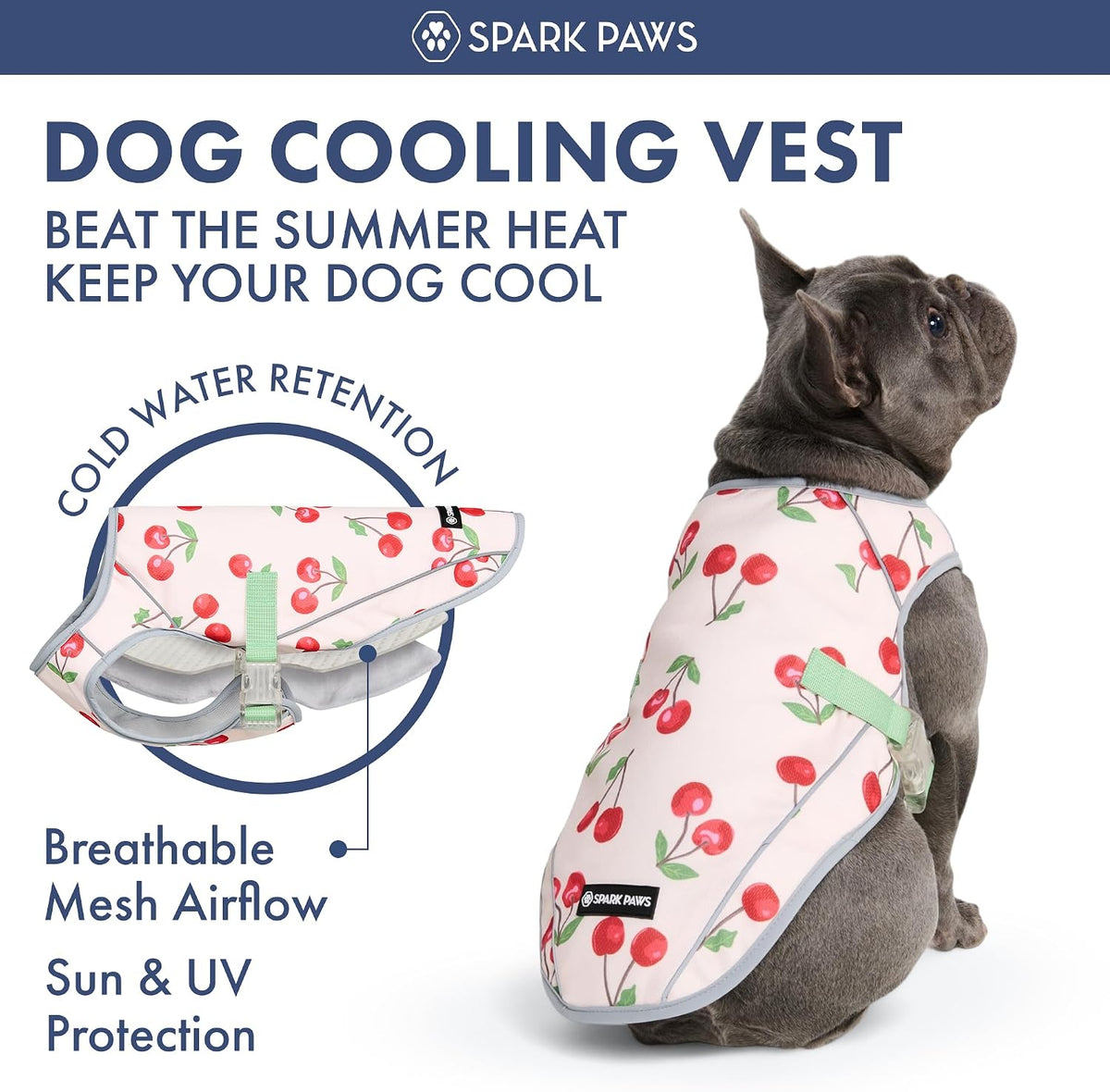 Spark Paws Dog Cooling Vest, Evaporative Summer Cooling - Cherries / X-Large - image 4
