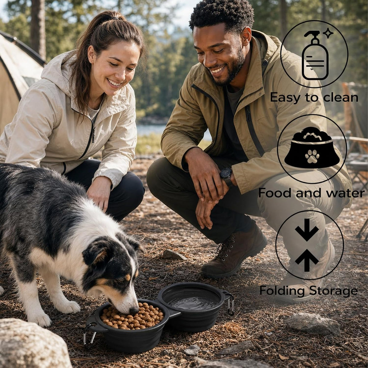 Collapsible Dog Bowls, Small Portable Travel Dog Bowls – Essentials for Dogs - Black - image 2