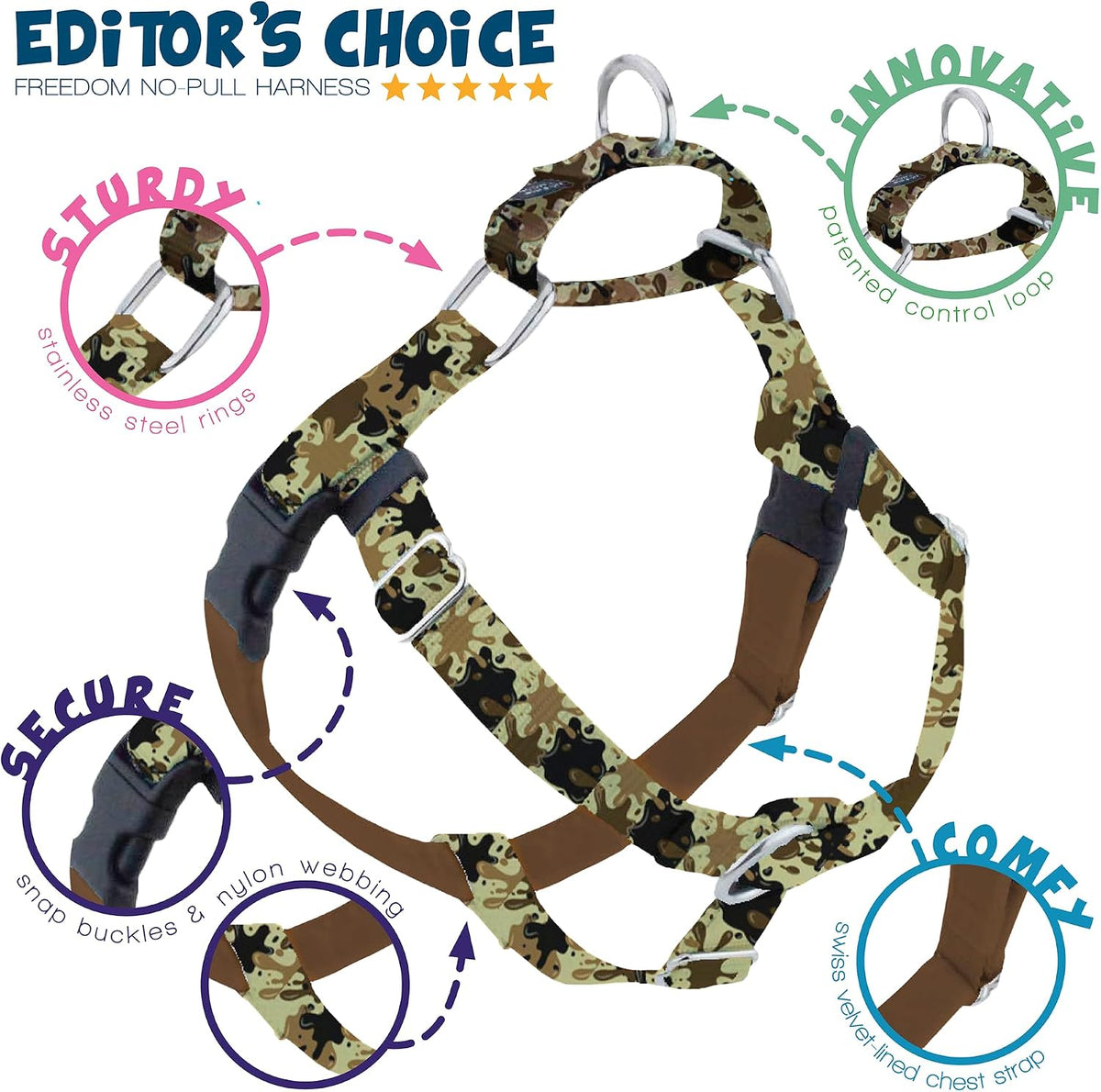 2 Hounds Design Freedom No Pull Dog Harness and Leash, 1" LG - Archie Loves Mud / LG (Chest 28" - 32") - image 2