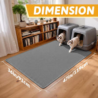 Pieviev Cat Litter Mat, Double-Layer Waterproof Litter Trap - Gray / 47x36 Inch - image 2