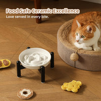 Ceramic Slow Feeder Cat Bowl - Green Raised (Metal) / 3.9"H Raised (Metal) - image 4