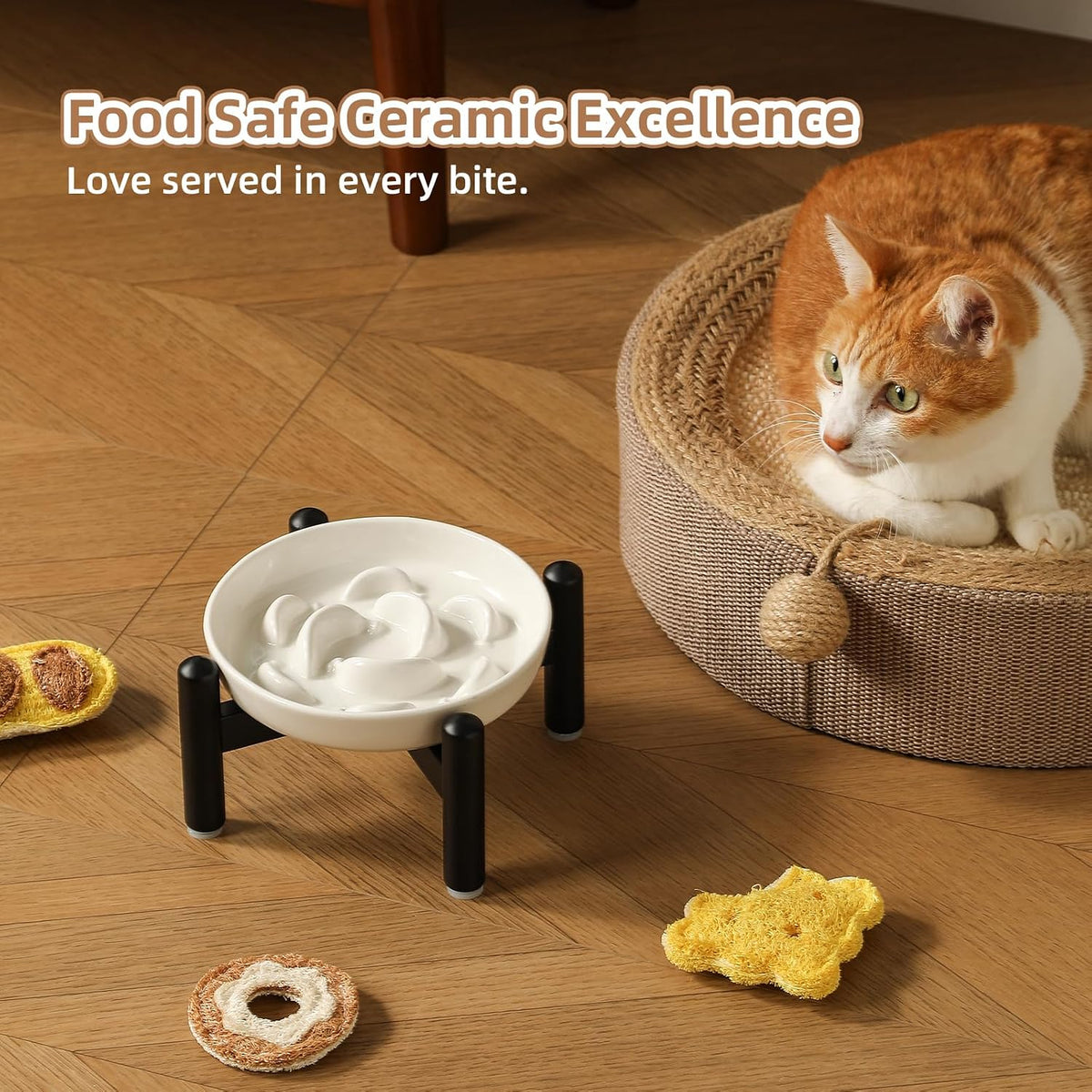 Ceramic Slow Feeder Cat Bowl - Green Raised (Metal) / 3.9"H Raised (Metal) - image 4