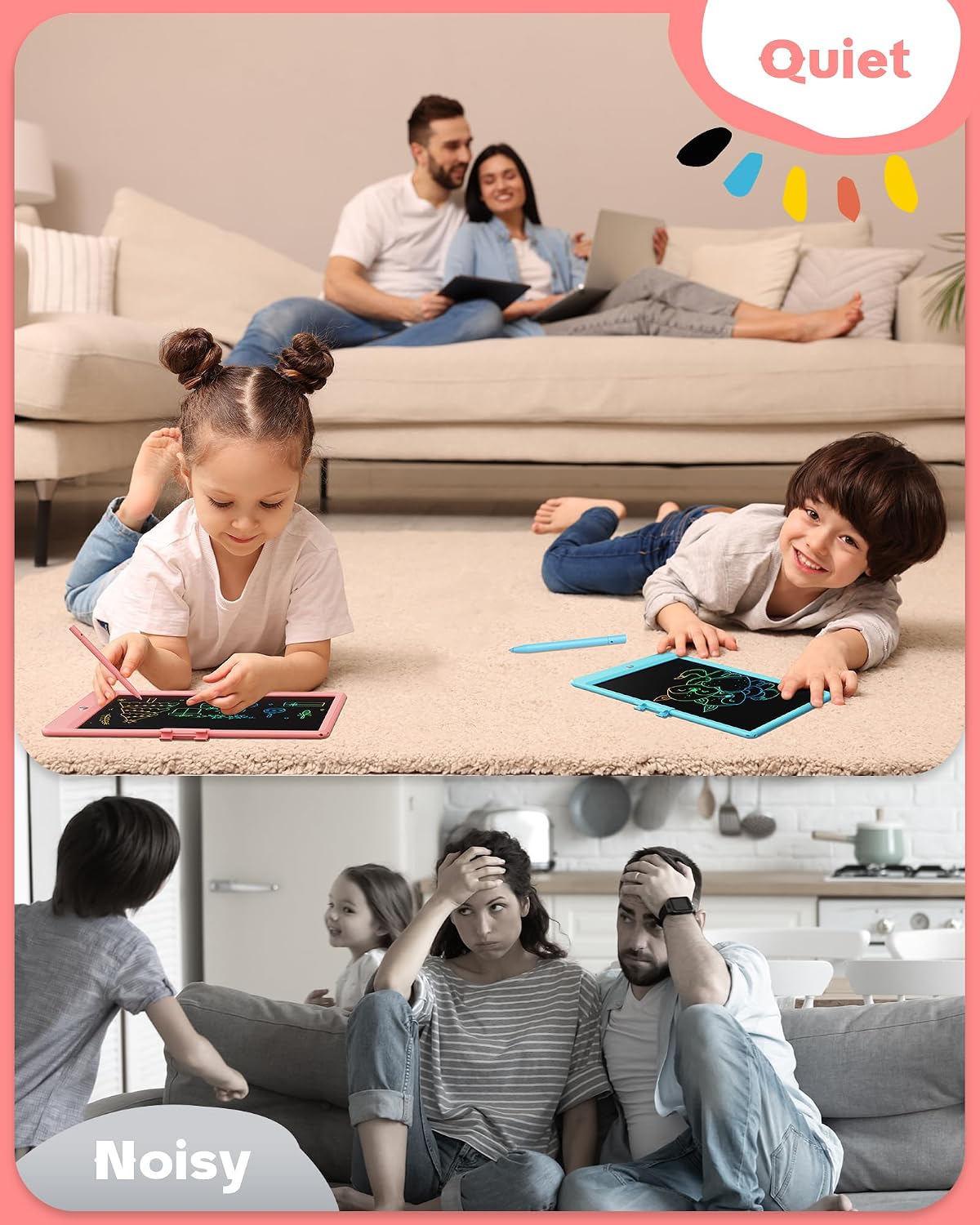 10 Inch LCD Writing Tablet for 3-8 Year Olds - Pink / 10 inch - image 3