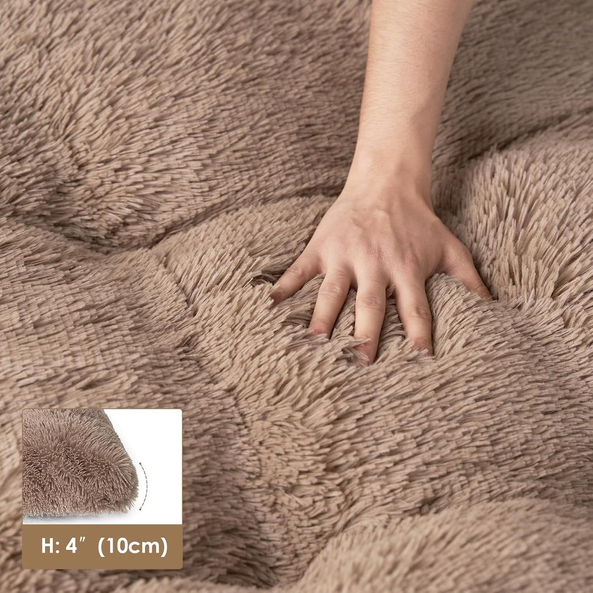 EHEYCIGA Fluffy Dog Crate Bed, Plush Extra Large Dog Pillow - Camel / 47 x 35 - image 4