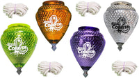 4 Pack Mini Cobra Durable Plastic Spin Tops & Metal Tip Made in Mexico