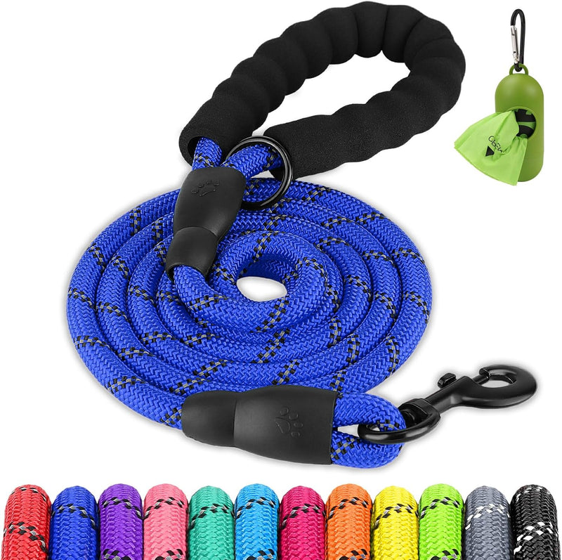 Joytale Rope Dog Leash for Medium Large Dogs, Padded Handle - 6FT×1/2'' (20~120 lbs) / Navy Blue