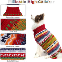 Dog Sweater - Winter Coat Apparel Clothes with Colorful Stripes for Cold Weather – Essentials for Dogs - Medium/Large / Red - image 3