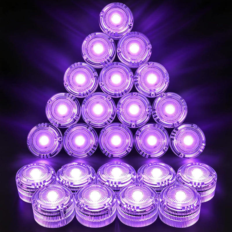 HL Submersible LED Lights, Green Mini LED Tea Light - Purple / 24P