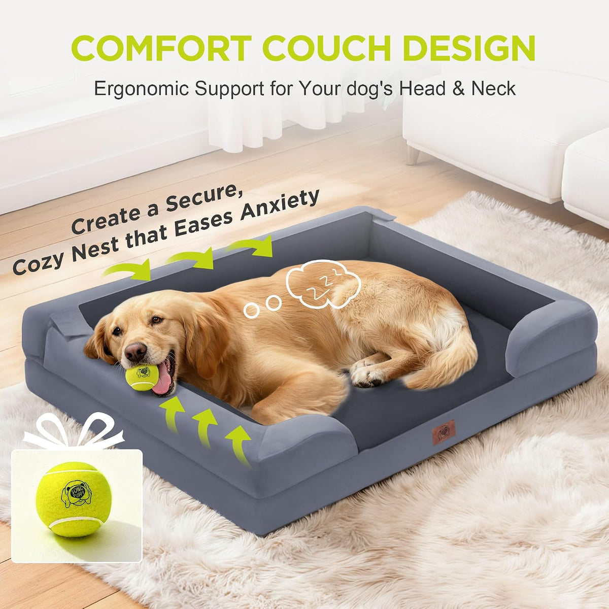 Waterproof Orthopedic Dog Bed for Extra Large Sized Dogs – Essentials for Dogs - 48 x 30 x 9 in / Dark Grey - image 4