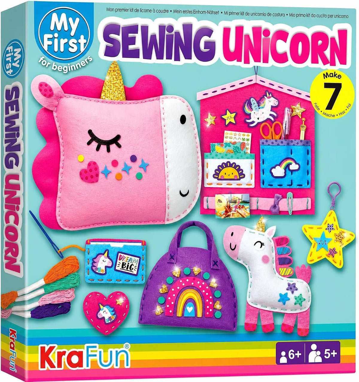 KRAFUN Mermaid Sea Animals Sewing Kit for Kids Age 6+ - My First Unicorn Sewing