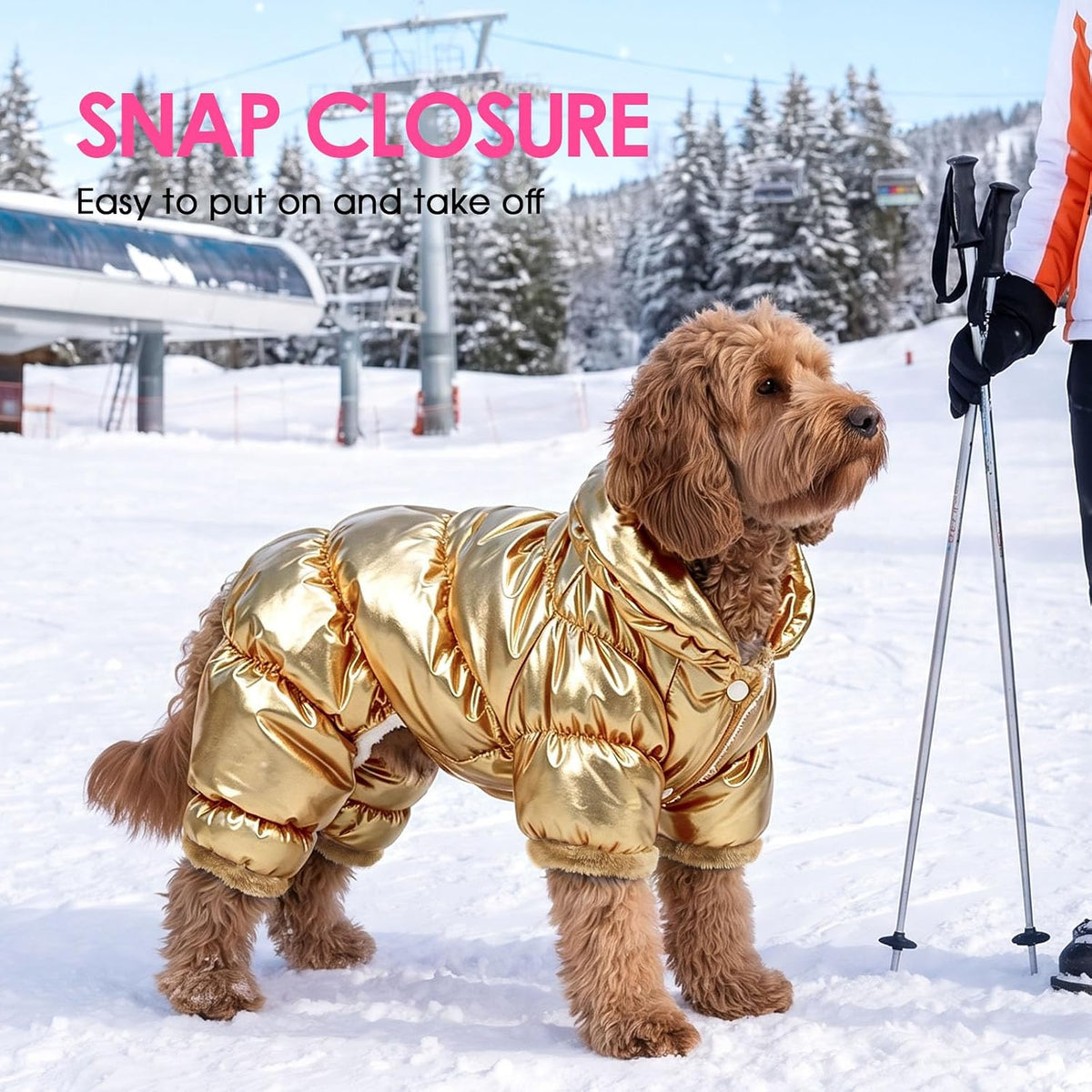Dog Coat Waterproof Dog Jacket Fullbody Dogs Winter Coat Snowsuit – Essentials for Dogs - Gold / Large - image 2