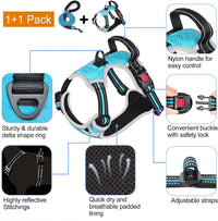 tobeDRI No Pull Dog Harness Adjustable Reflective Oxford Easy Control - Blue/Grey / Medium - image 3