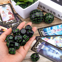 AUSTOR 15 Pieces Complete Polyhedral Dice Set D3-D100 Game Dice Set – Fun for Kids & Family - Black & Green - image 3