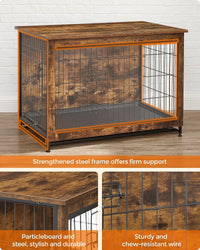 Feandrea 27.2" Dog Crate Furniture - Rustic Brown / 38.6"L x 25.6"W x 26.8"H - image 3