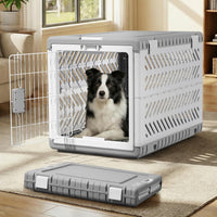 Collapsible Dog Crate for Small/Medium Dogs - Grey / 36.4"L x 22.8"W x 25.8"H