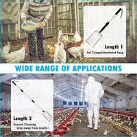 PINVNBY Stainless Steel Chicken Poop Scooper 3 in 1 Adjustable Long Handle Poop Scooper for Chicken(22.3" to 47.6") Multifunctional Chicken Coop Cleaning Tools Sifting Shovel Chicken Coop Accessories