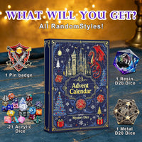 QMAY Mystery Dice Set – 7 Pcs Acrylic Polyhedral Dice + 1 Pcs Velvet Bag – Fun for Kids & Family - 24 Grids Mystery Dice Gift Box - image 2