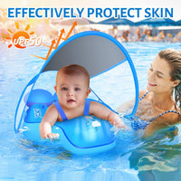 Baby Pool Float with Canopy UPF50+ - Deep Blue / Small - image 2