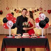 TONIFUL 4 Set Black Gold Balloon Stand Balloon Centerpieces for Table – Fun for Kids & Family - Black Red Red Tablecloth / 4 Set Balloon Stand-Tablecloth - image 4