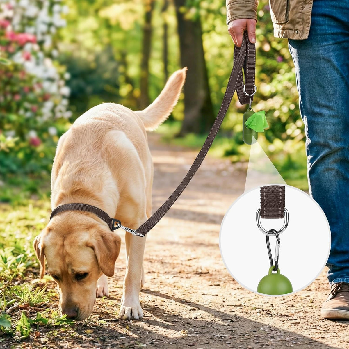 Joytale Reflective Dog Leash for Medium & Large Dogs - 5 ft Standard / Brown - image 2