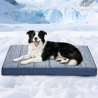 Dog Cooling Mat for Large Dogs, 35"x23" Memory Foam Pet Pad – Essentials for Dogs - Wander Blue / 35"L x 23"W x 3"H