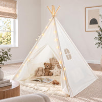 Tiny Land 100% Cotton Canvas Teepee Tent for kids Mat & Star