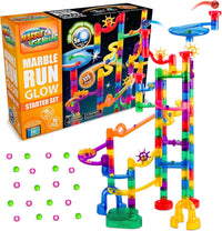 Marble Genius 300 pcs Glow Marble Race Track & STEM Toy for Kids Ages - Starter Set - 115 pcs