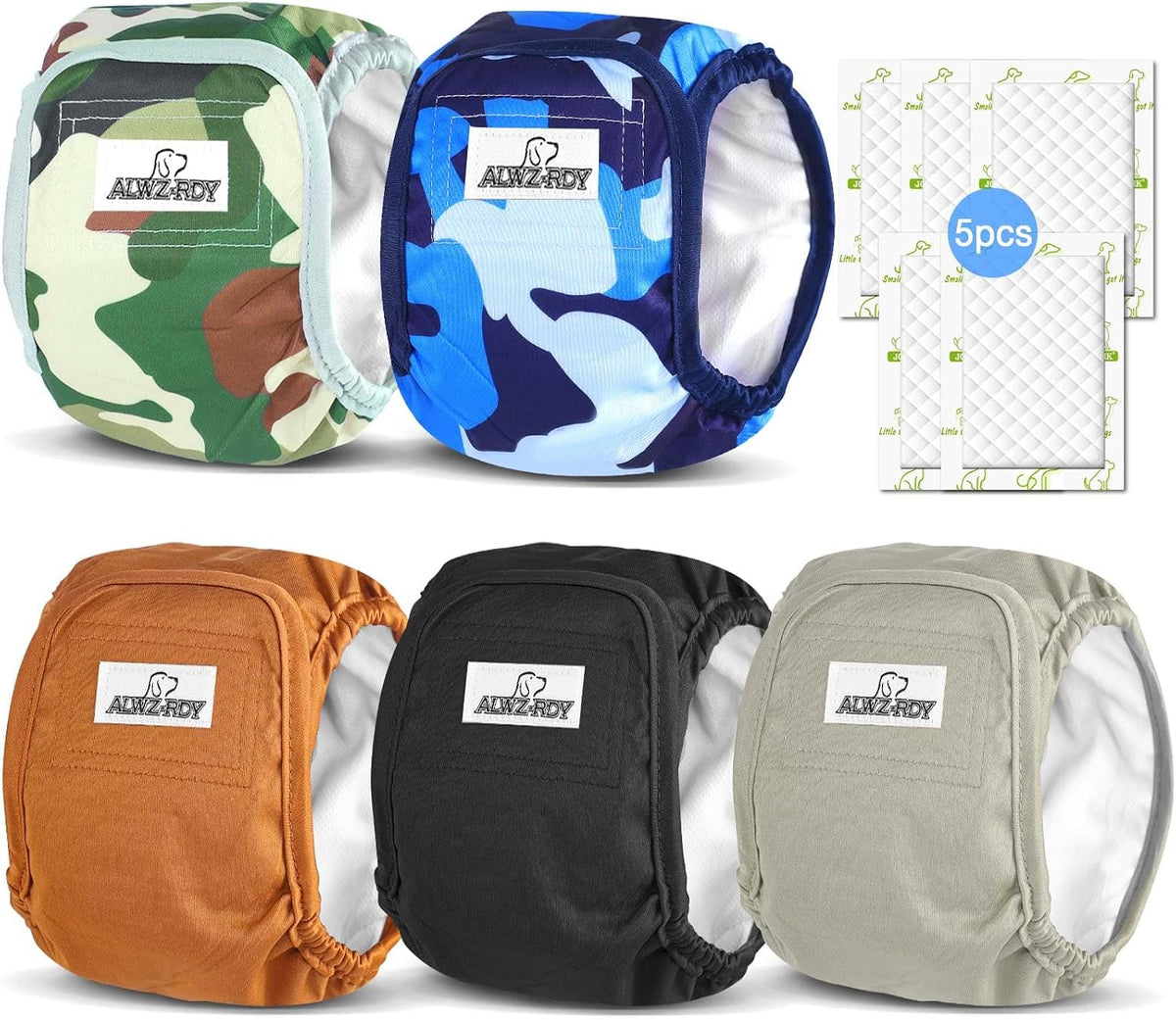 Belly Bands for Male Dogs 5 Pack Washable Dog Diapers Reusable Male - Small