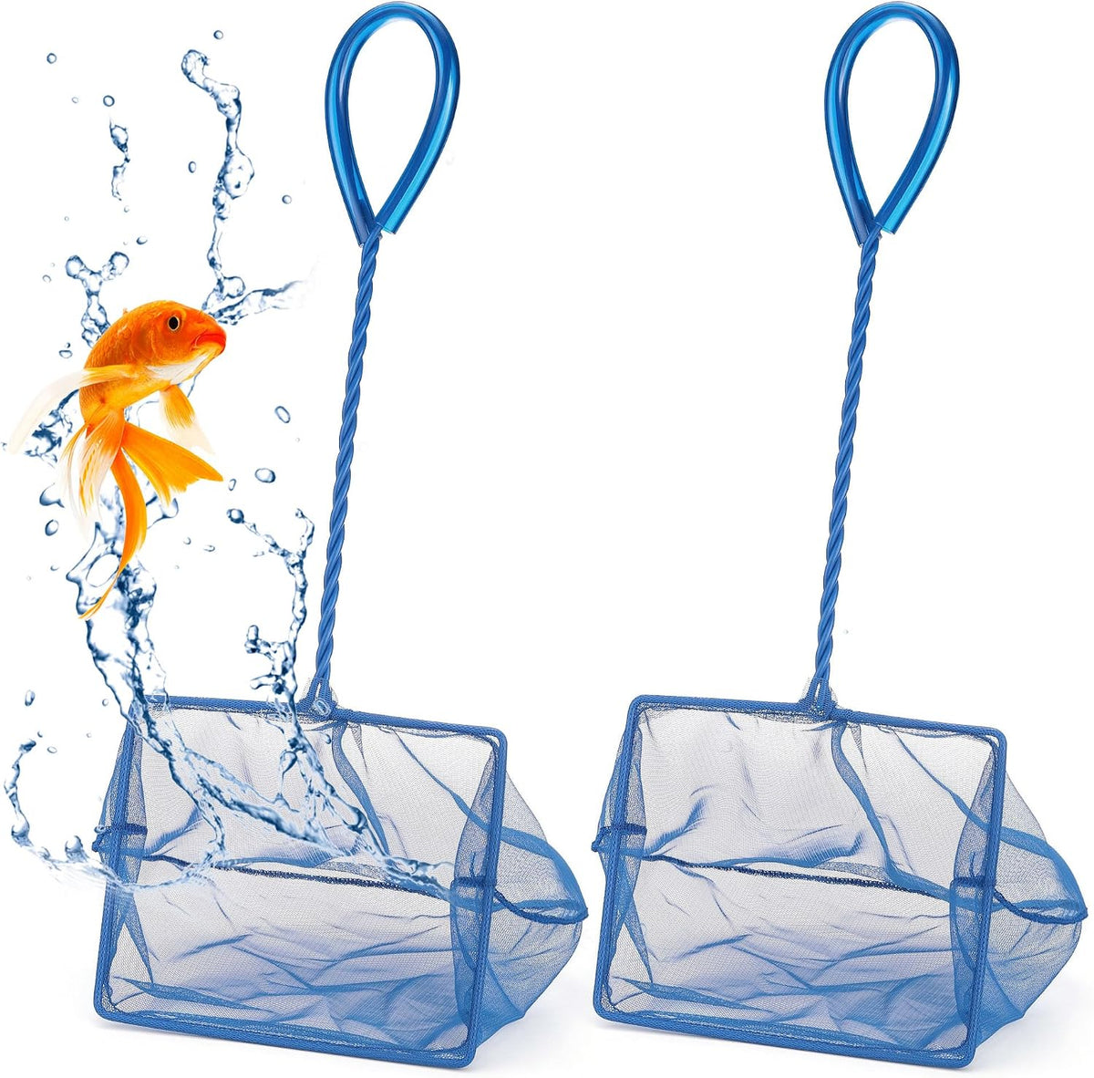 Mogoko 2 Pack Aquarium Net Fish Net Small Net Multi-Size Fine Mesh - 2. Blue / 6 Inch