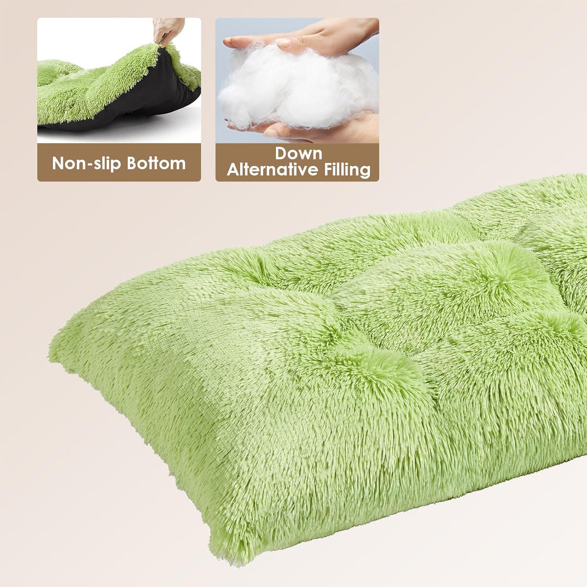 EHEYCIGA Fluffy Dog Crate Bed, Plush Extra Large Dog Pillow - Green / 35 x 23 - image 3