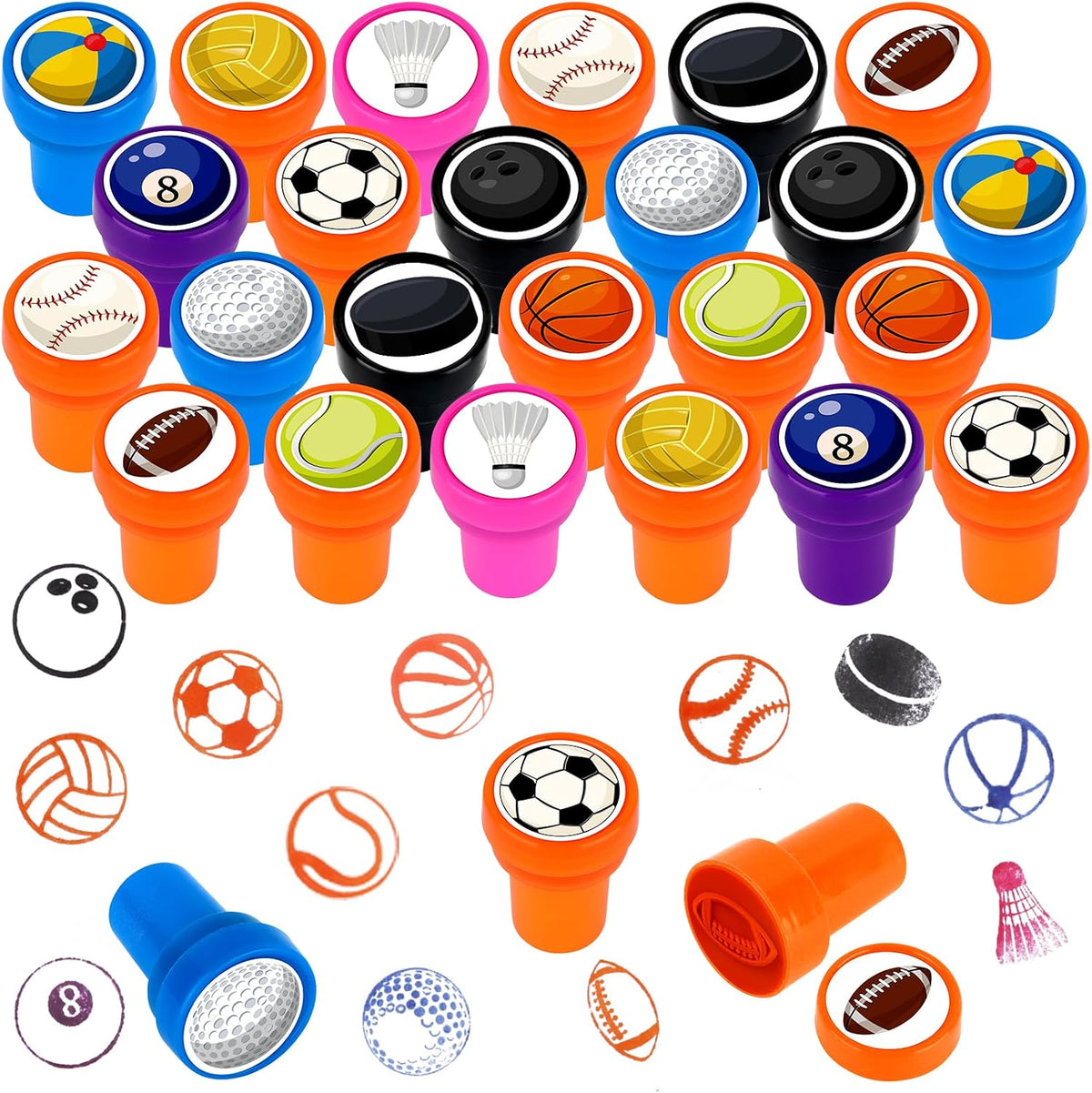 Hxezoc dog paw print stamps, 24 mini self-inking stampers in 8 bright colors - view 5