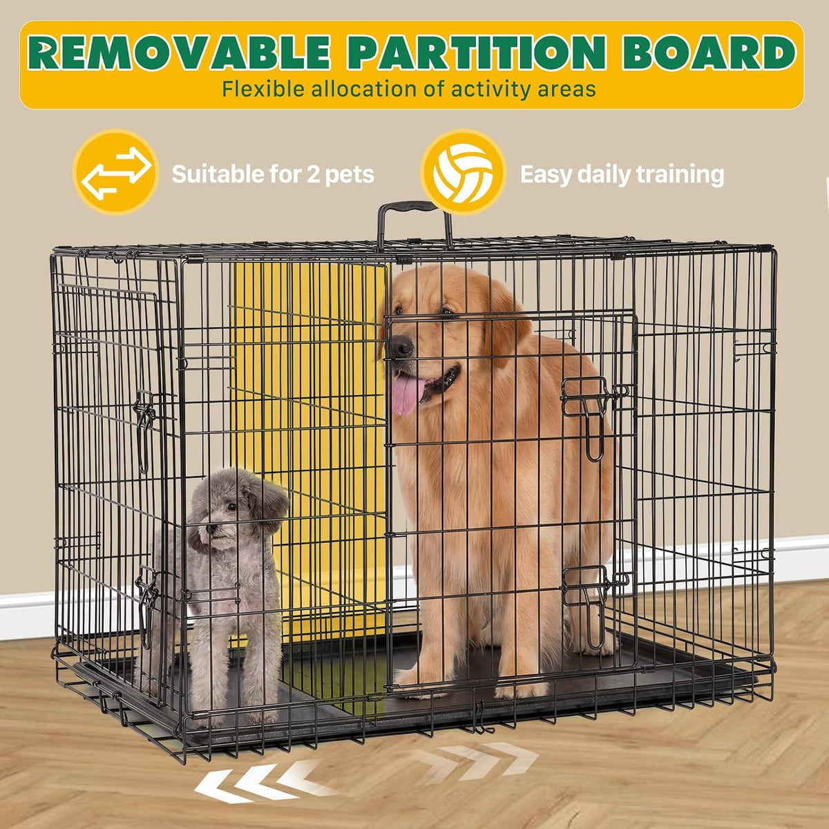 Extra Large Dog Crate 48 Inch Double Door Pet Cage Kennel – Essentials for Dogs - 36.6"L x 22.6"W x 24.2"H / 1P / Double Door - image 4