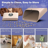Cat Litter Scooper with Holder, Metal Litter Scoop Includes Portable Small Broom and Dustpan Set, Heavy Duty Stainless Steel Litter Scoop with Coarse and Fine Grid, Quick Sift and Easy Clean