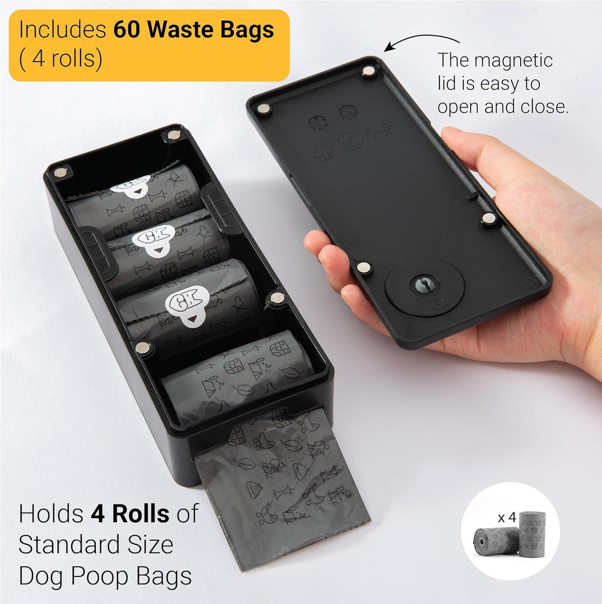 SVD.PET Dog Poop Bag Dispenser - Black / Dispenser + 60 Waste Bags - image 2