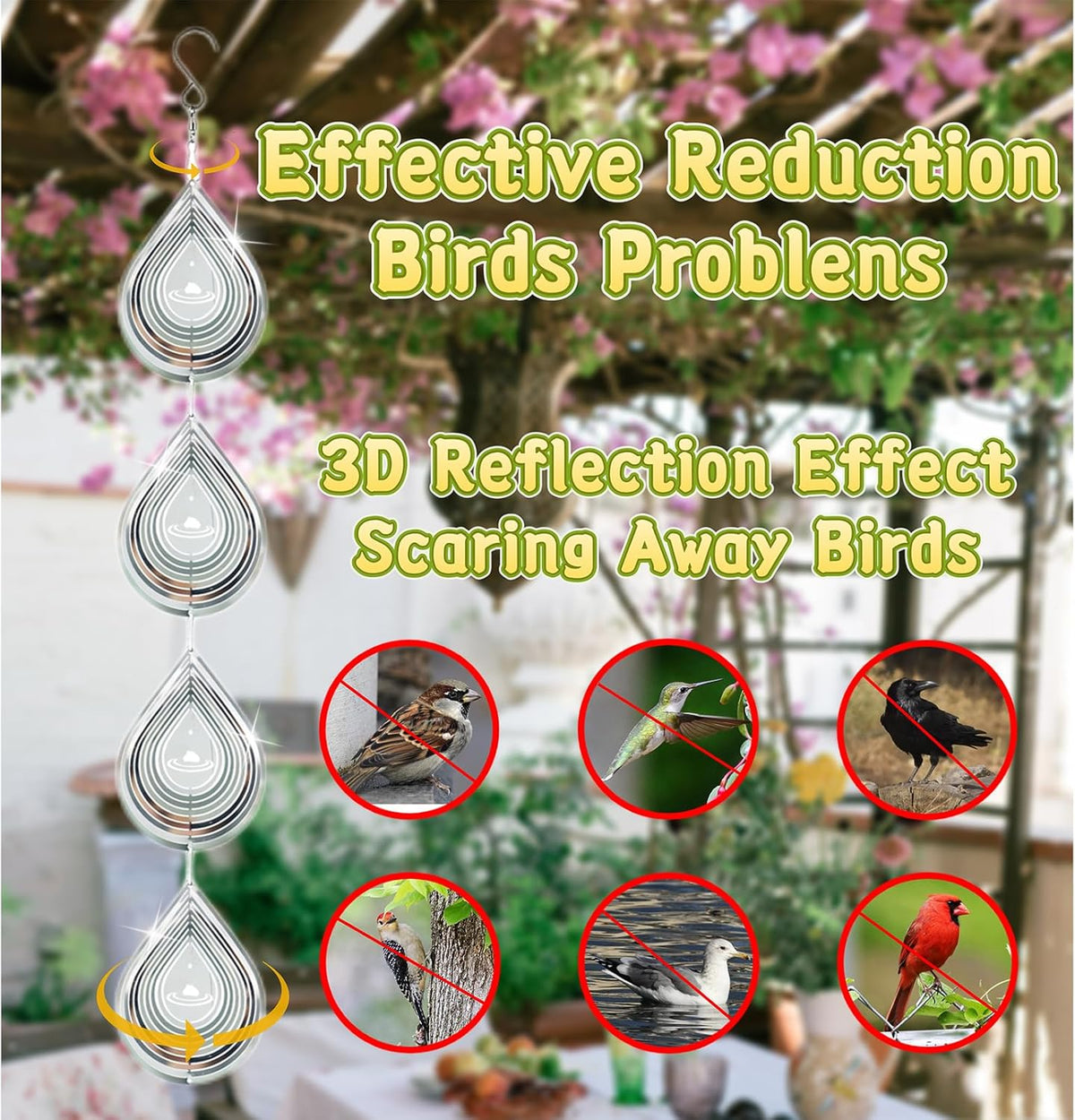 Water Droplets Bird Scare Discs Set-Highly Reflective Double-Sided - Water droplet shape - image 3