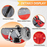 SlowTon Dog Jacket with Harness - Red & Gray / Medium (Chest 18.0"-21.0") - image 3