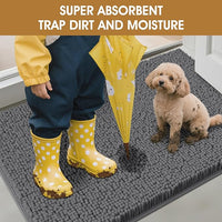 IM HOME Extra Large 60" x 36" Grey Dog Door Mats for Muddy Paws, Chenille Absorbent Dog Mat, Non Slip Heavy Mud Mat for Dogs, Soft Pet Bed Mat for Entryway, Mud Paws, Inside Floor
